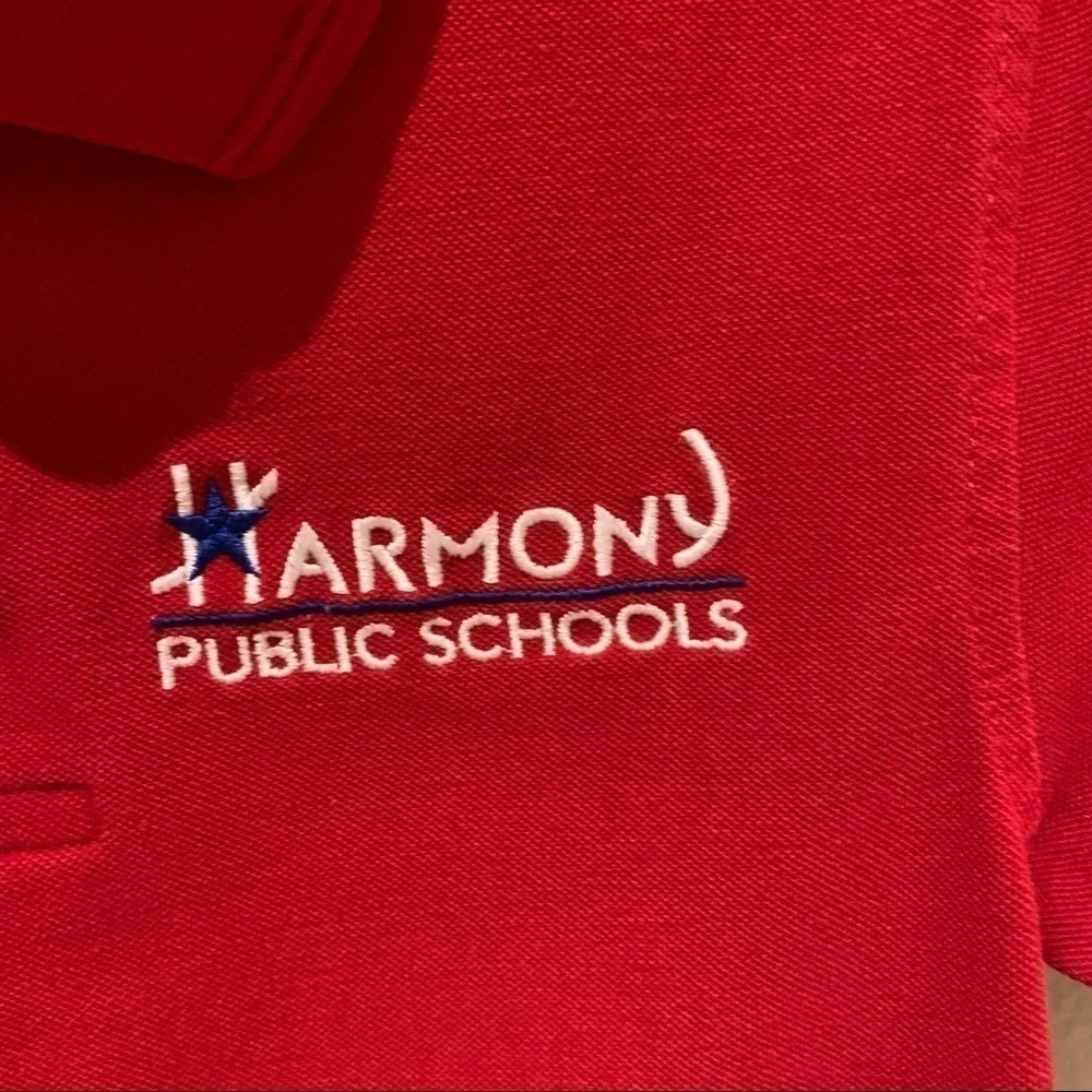 Harmony Public School Unisex Uniform Short Sleeve Polo Shirt. Size YS